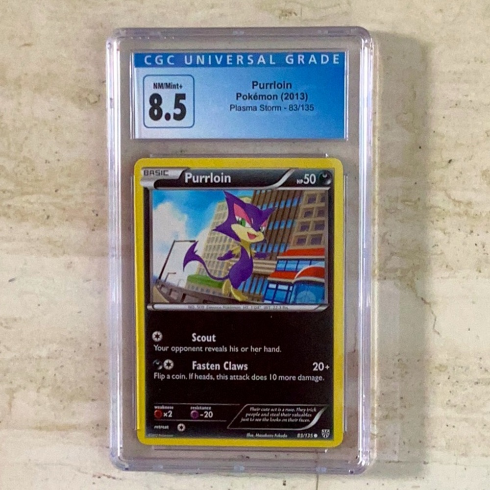 Pokemon Purrlion 2013 Plasma Surge 83/135 B & W CGC 8.5 TCG #83 Non-Holo Cat